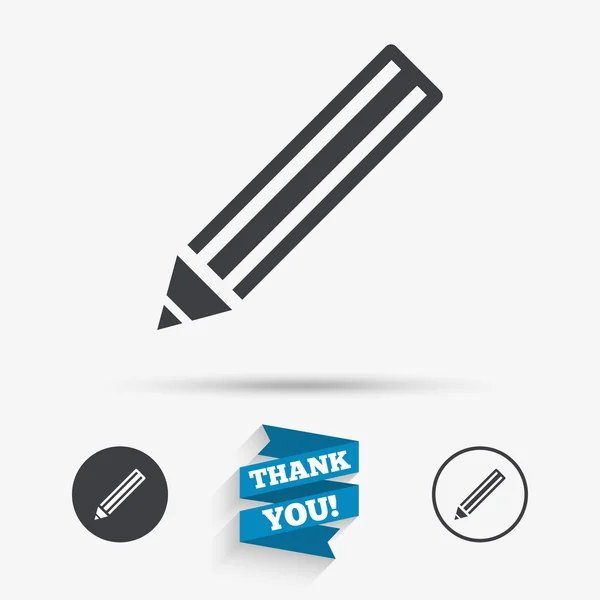 Icono de signo de lápiz. Editar botón de contenido . — Vector de stock