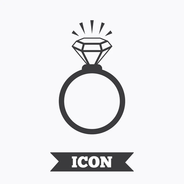 Pierścień znak ikona. Biżuteria z symbolem diamentu. — Wektor stockowy