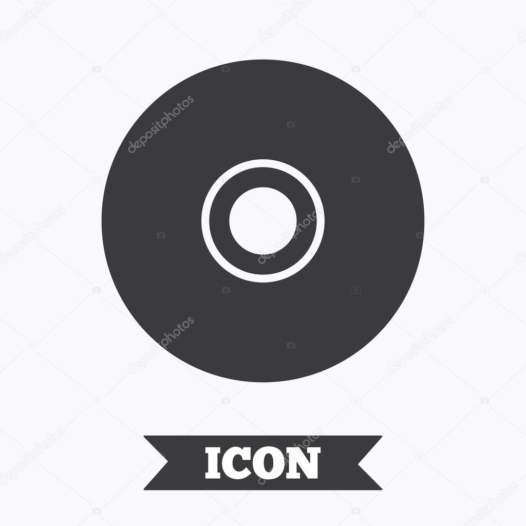 CD or DVD sign icon. Compact disc symbol. Graphic design element. Flat disc symbol on white background. Vector