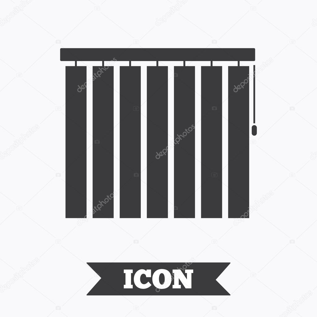 Louvers vertical sign icon. Window blinds or jalousie symbol. Graphic design element. Flat louvers symbol on white background. Vector