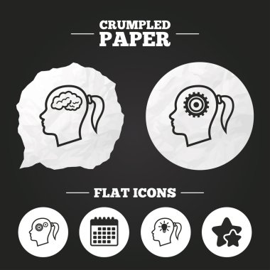 beyin icon.female kadın sembolleri ile baş.