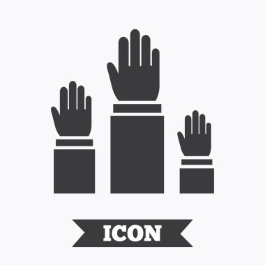 seçim veya oylama işareti simgesi. Eller yukarı kaldırdı.