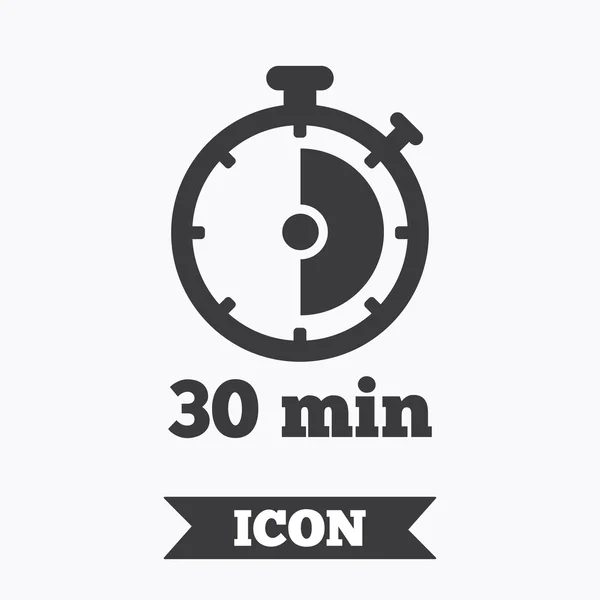 Timer sign icon. 30 minutes stopwatch symbol.