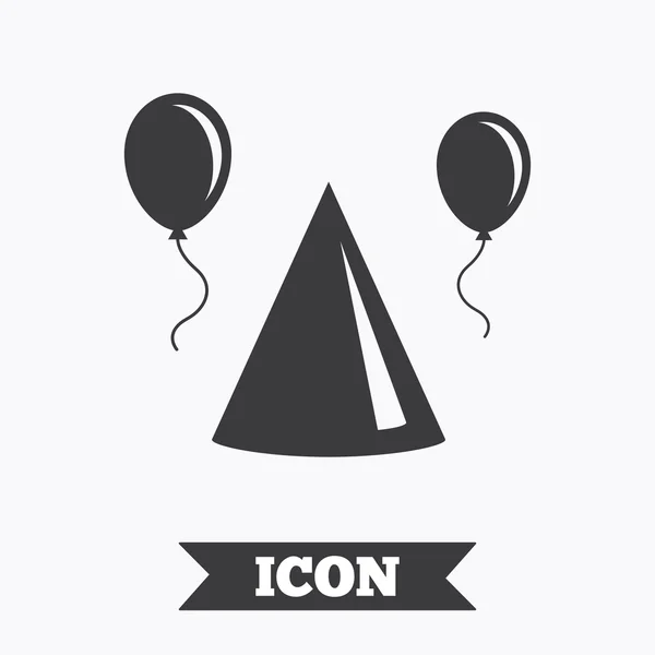 Partiet hatt tecken ikon. Birthday celebration symbol. — Stock vektor