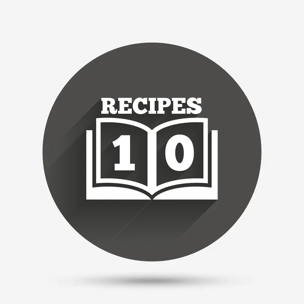 Icono de signo de Cookbook. 10 Recetas libro símbolo . — Archivo Imágenes Vectoriales