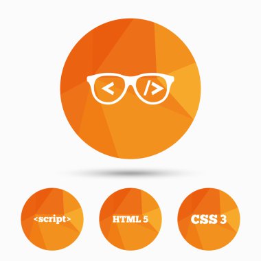 Programmer glasses, HTML icons clipart
