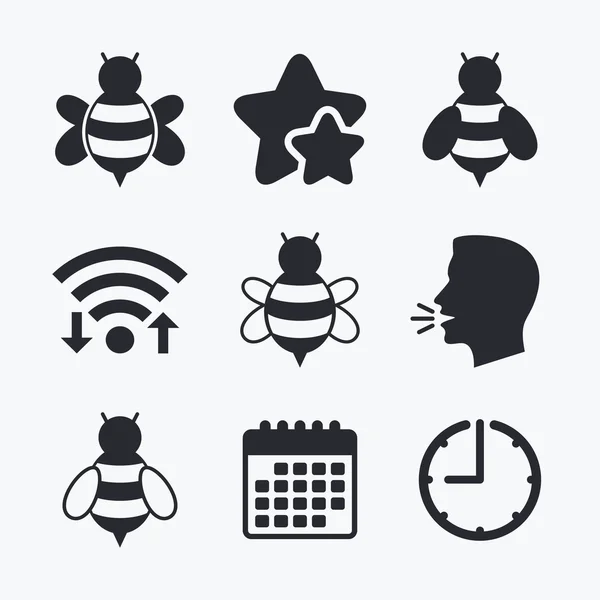 Abejas de miel iconos. Bumblebees símbolos . — Archivo Imágenes Vectoriales