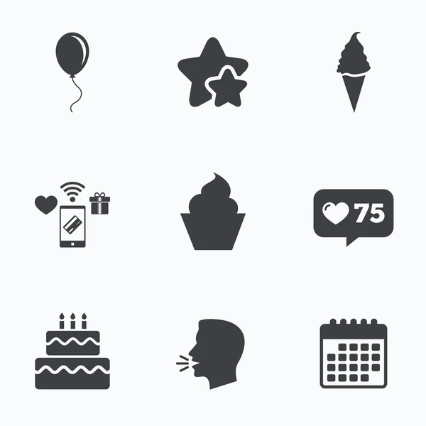 Iconos de fiesta de cumpleaños — Vector de stock