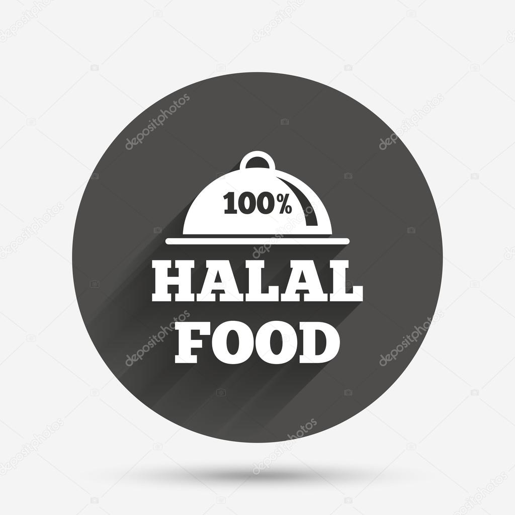 Halal food product sign icon. 