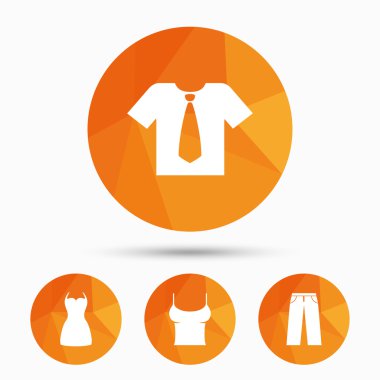 Giysi işaretler. Kravat ve pantolon ile T-shirt.