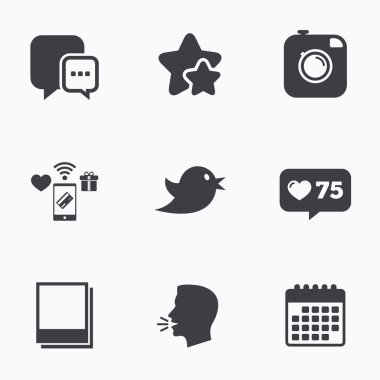 Sosyal medya. Sohbet konuşma balonu. Fotoğraf çerçeveleri.