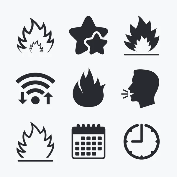 Iconos de llama de fuego. Señales de calor . — Vector de stock