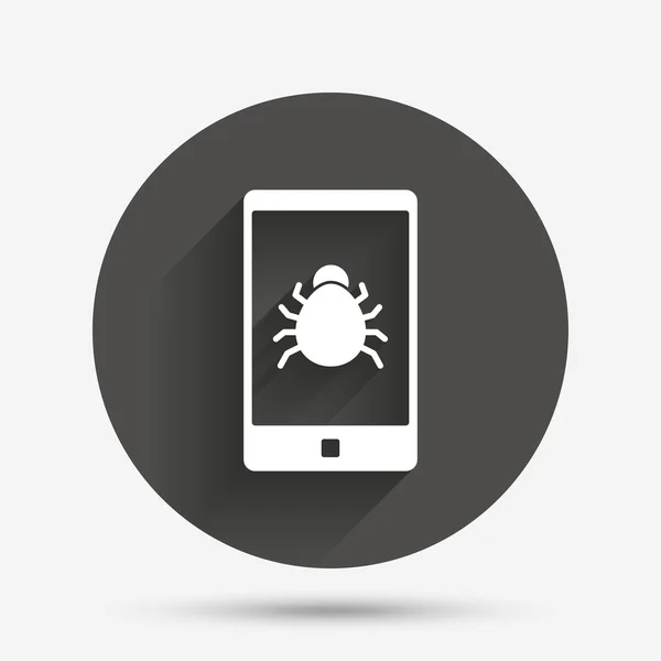 Smartphone virus teken pictogram. — Stockvector