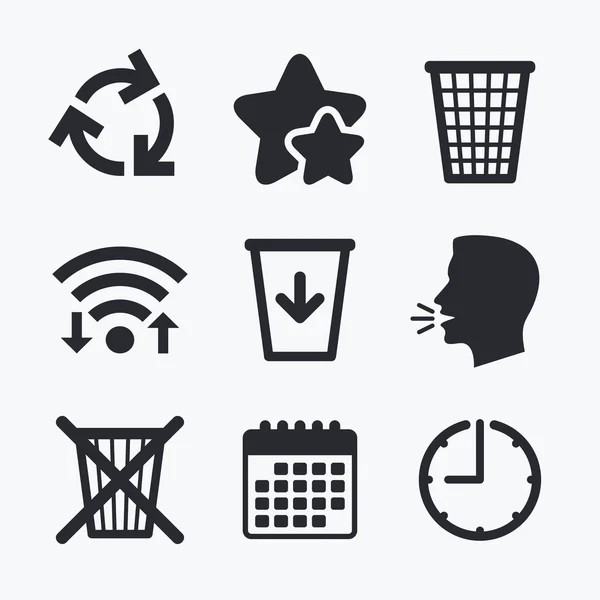 Reycle bin icons. Повторное использование или сокращение символа . — стоковый вектор