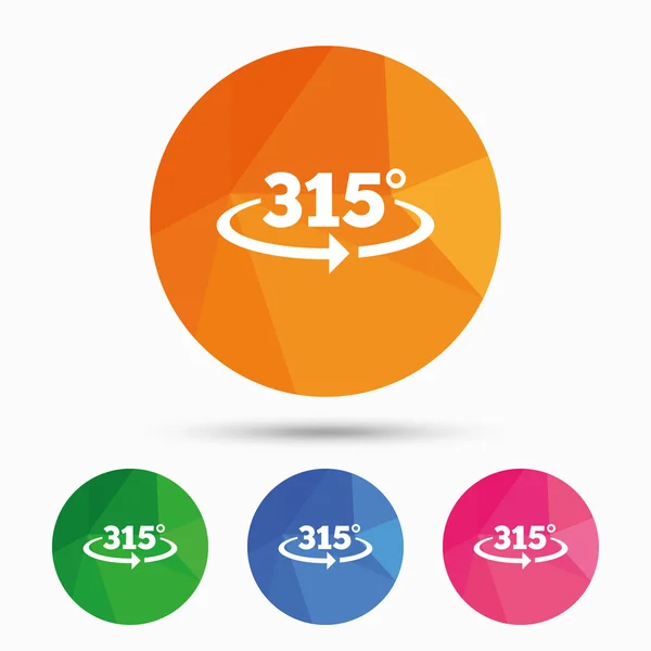 Ângulo 315 graus sinal ícone. conjunto — Vetor de Stock