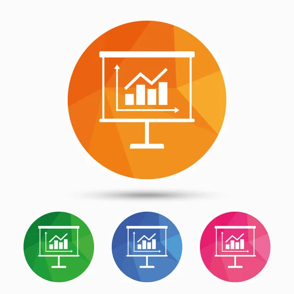 Presentation skylt med diagram ikoner — Stock vektor