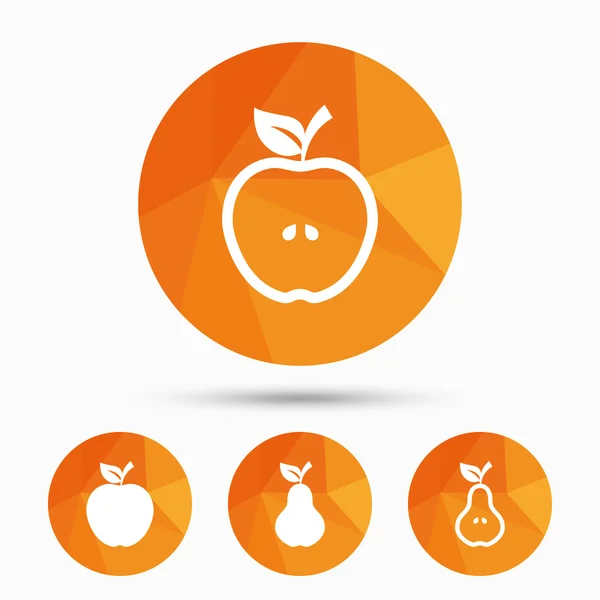 Apple and Pear fruits icons. — Stock Vector