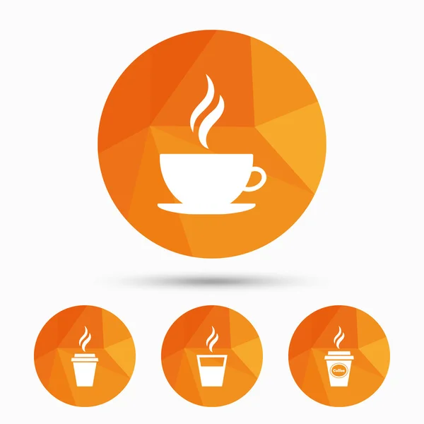 Coffee cup icon. Hot drinks glasses symbols. — Stock Vector