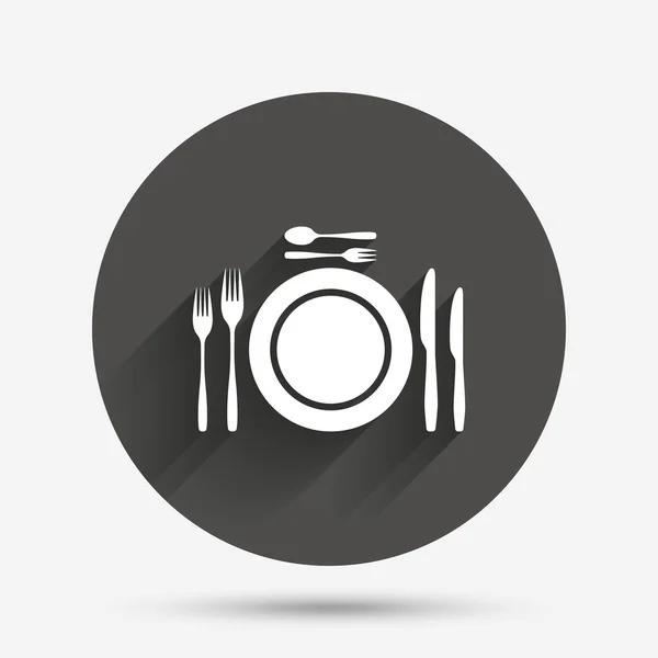 Placa plato con tenedores y cuchillos icono — Vector de stock