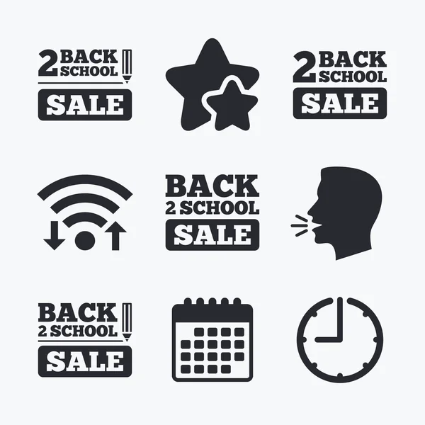 Ritorno a scuola vendita icone . — Vettoriale Stock