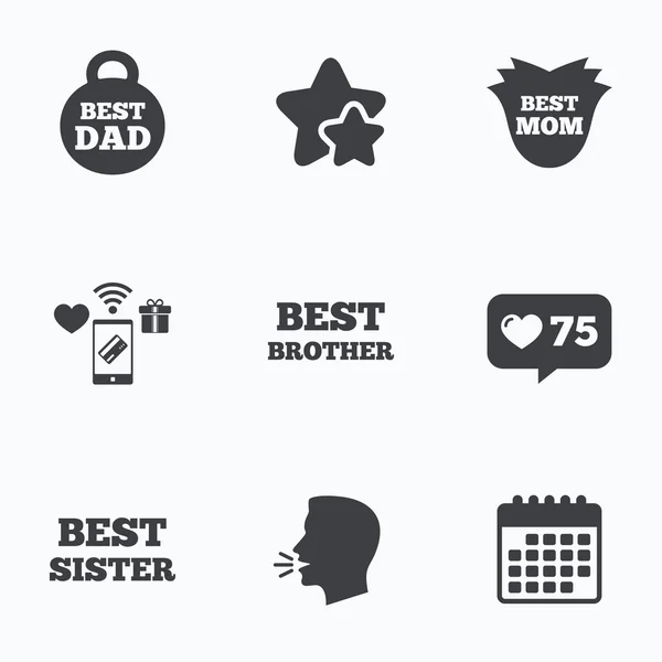 Best mom, dad,  sister icons. — Stock Vector