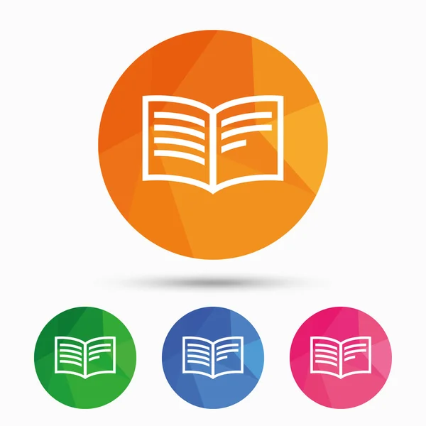 Book sign icons. Open book symbosl. — Stock Vector