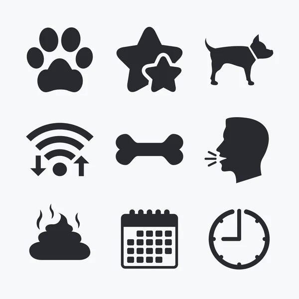 Pets icons. Dog paw and feces — Stok Vektör