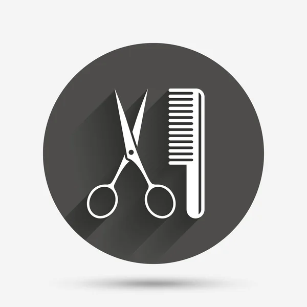 Peinar el cabello con tijeras signo icono. Símbolo de barbero — Vector de stock