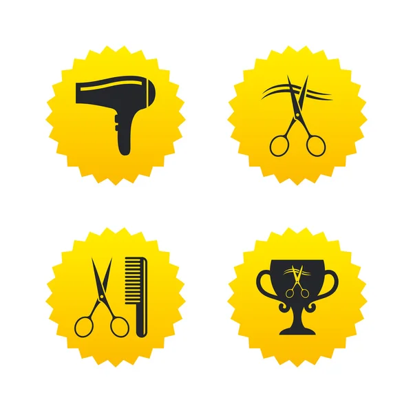 Hairdresser, barber icons. — Stock Vector