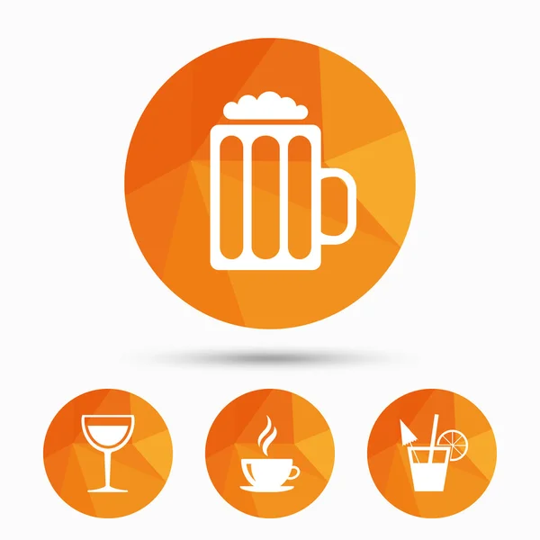 Bebidas signos. etiquetas con iconos planos — Vector de stock