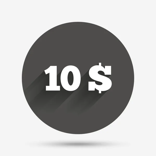 Icône signe 10 Dollars — Image vectorielle