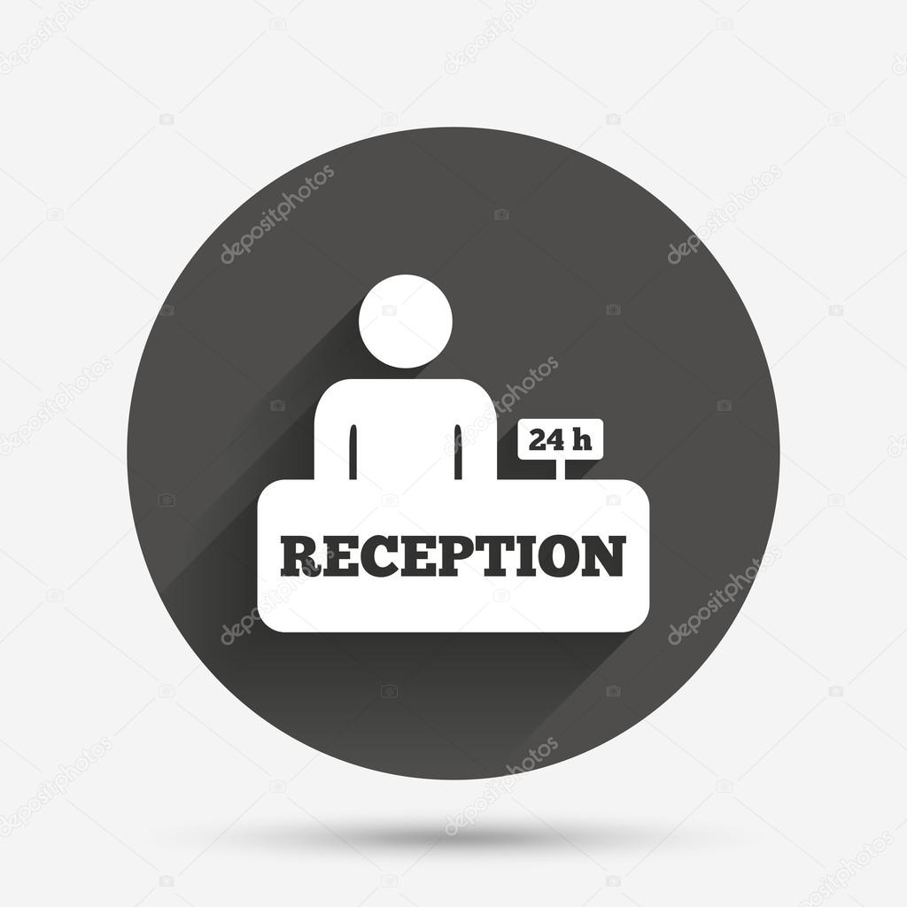 Reception sign icon. Hotel registration table.