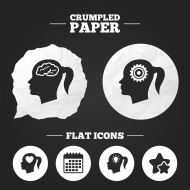 Beyin simgeleri ile Kadın Baş