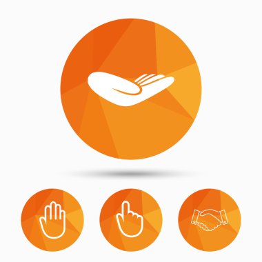 el simgeler. el sıkışma ve buraya tıklayın simgeleri.