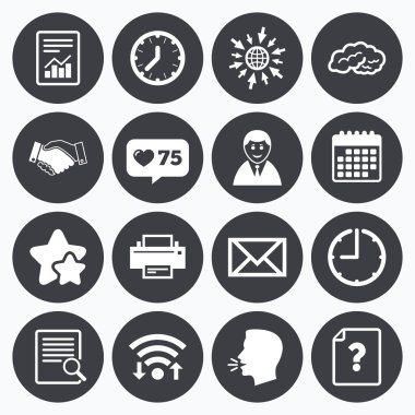 Office, belgeler ve iş simgeleri.