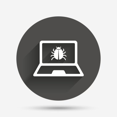 Virüs simgesi ile dizüstü bilgisayar