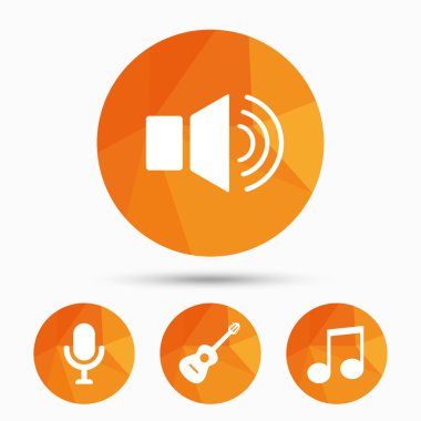 Müzikal öğeleri simgesi. Mikrofon, ses hoparlör