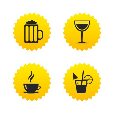 İçecek işaretleri. düz simgeli etiketler