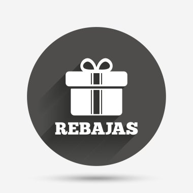 Rebajas - indirimler İspanya işareti simgesi. Hediyelik.
