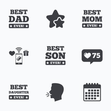 En iyi anne ve baba, oğlu, kızı simgeler.