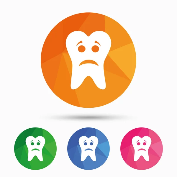 Tooth sad face sign — Stock Vector