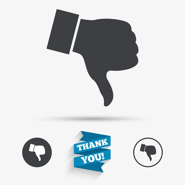 Dislike, Hand finger down icons. — Stock Vector