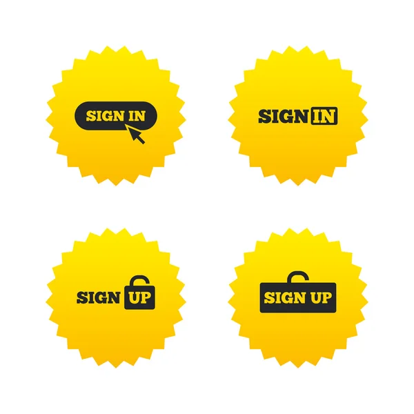 Sign in icons. Login with arrow — Stock Vector
