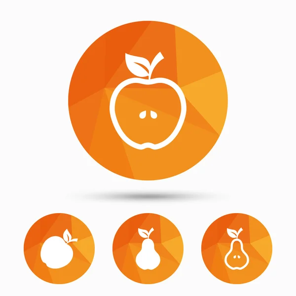 Apple and Pear Fruits icons. — Stock Vector