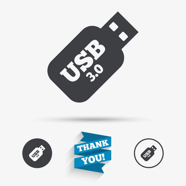 USB 3.0 çubuk işareti simgesi. — Stok Vektör