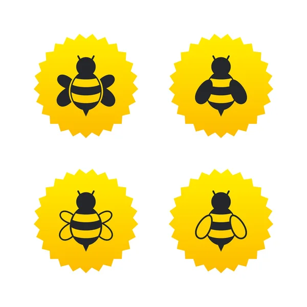 Honey bees icons. Bumblebees symbols. — Stock Vector