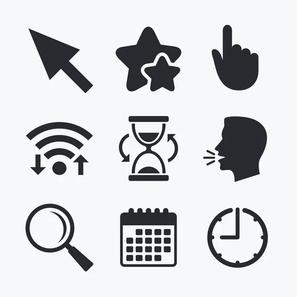 Mouse cursor, Hourglass, magnifier icons. — 图库矢量图片