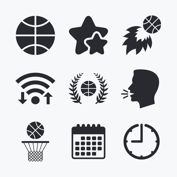 Iconos de juego de baloncesto deporte . — Vector de stock
