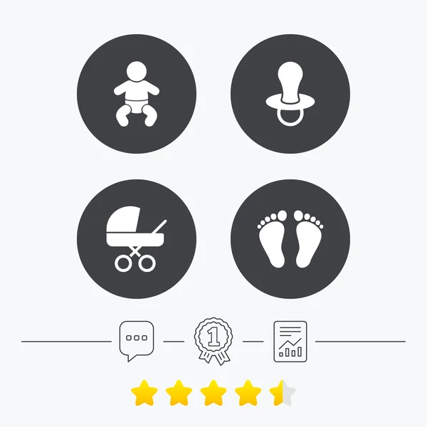 Baby baby's pictogrammen. buggy en dummy symbolen. — Stockvector