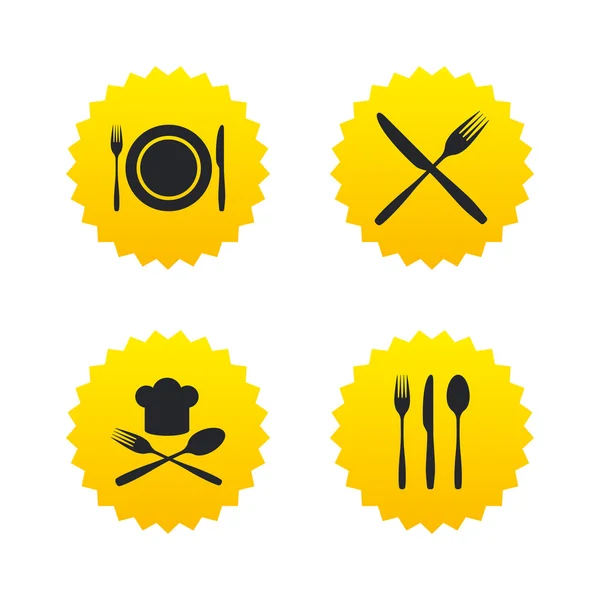 带餐具图标的盘盘 — 图库矢量图片